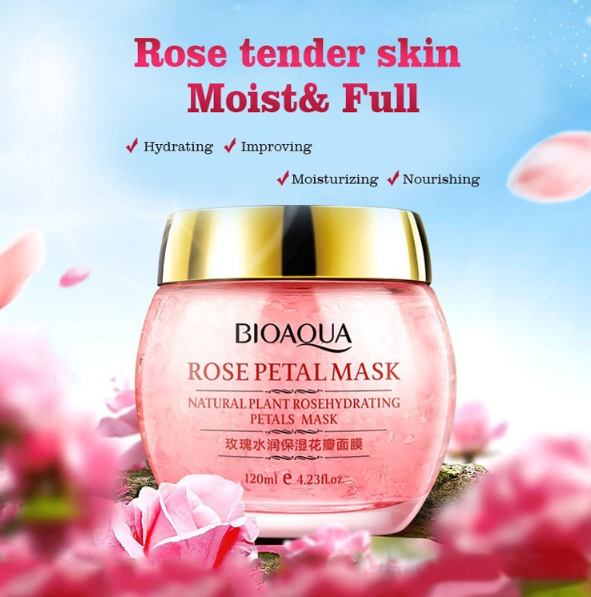 Mascarilla de pétalos de rosa para el cuidado de la piel y para dormir
