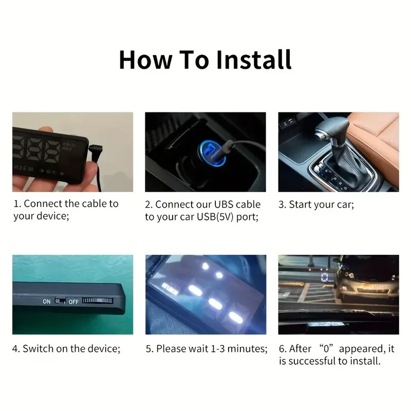 Velocímetro para coche con pantalla frontal HD KWHUD: ajuste universal, brújula y alertas de exceso de velocidad