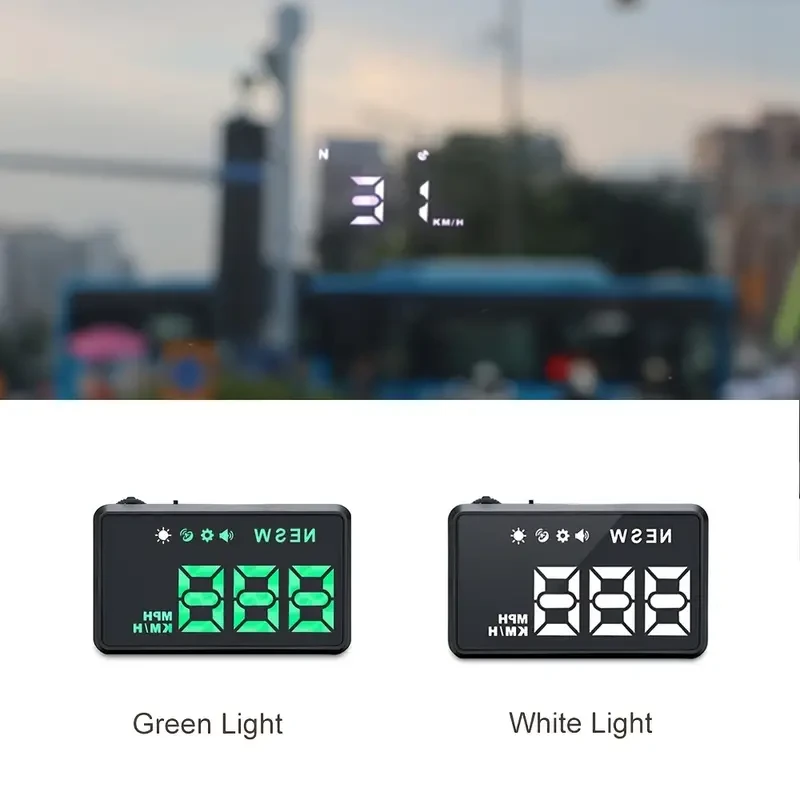Velocímetro para coche con pantalla frontal HD KWHUD: ajuste universal, brújula y alertas de exceso de velocidad