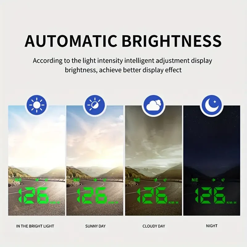 Velocímetro para coche con pantalla frontal HD KWHUD: ajuste universal, brújula y alertas de exceso de velocidad