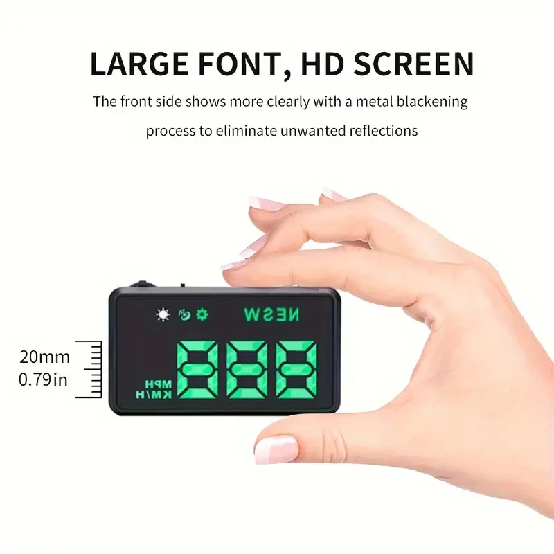 Velocímetro para coche con pantalla frontal HD KWHUD: ajuste universal, brújula y alertas de exceso de velocidad