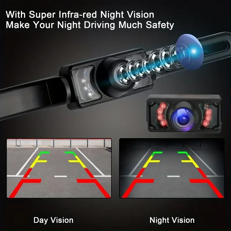 Espejo retrovisor con cámara de 10,92 cm y 7 LED de visión nocturna - Kit de monitor de marcha atrás para estacionamiento