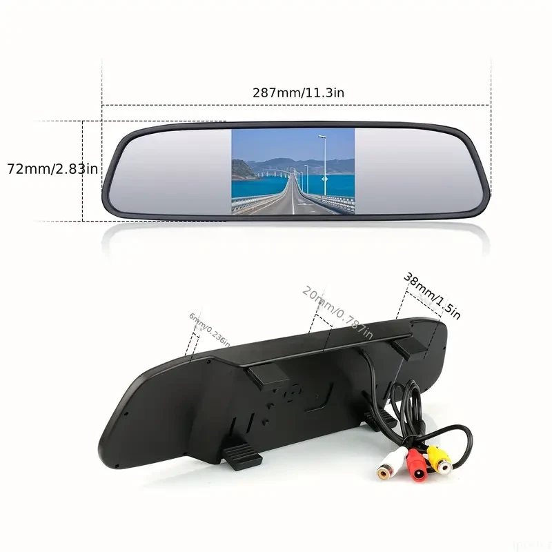 Espejo retrovisor con cámara de 10,92 cm y 7 LED de visión nocturna - Kit de monitor de marcha atrás para estacionamiento