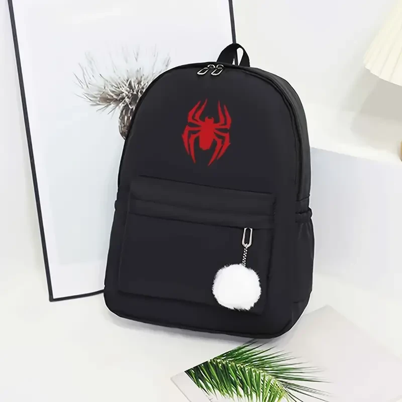 Mochila de lona con estampado de araña roja: mochila escolar ligera y duradera.