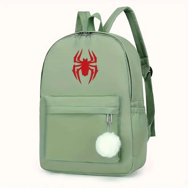 Mochila de lona con estampado de araña roja: mochila escolar ligera y duradera.