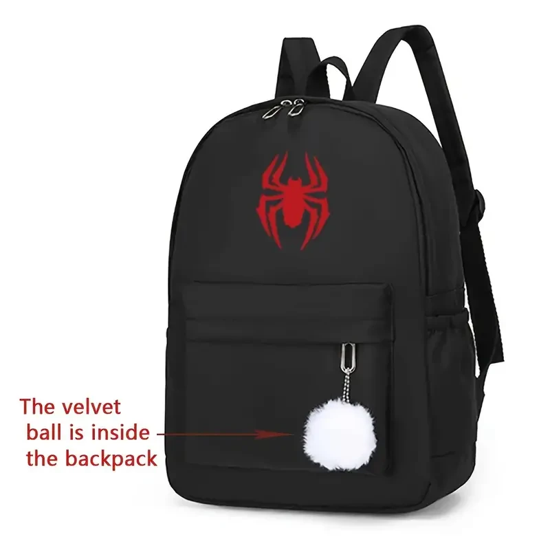 Mochila de lona con estampado de araña roja: mochila escolar ligera y duradera.