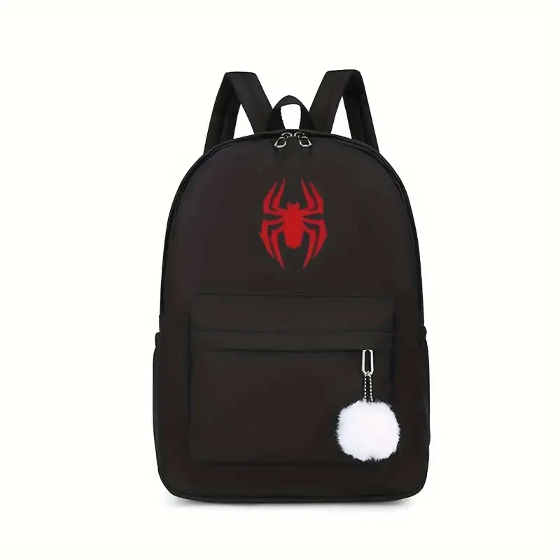 Mochila de lona con estampado de araña roja: mochila escolar ligera y duradera.