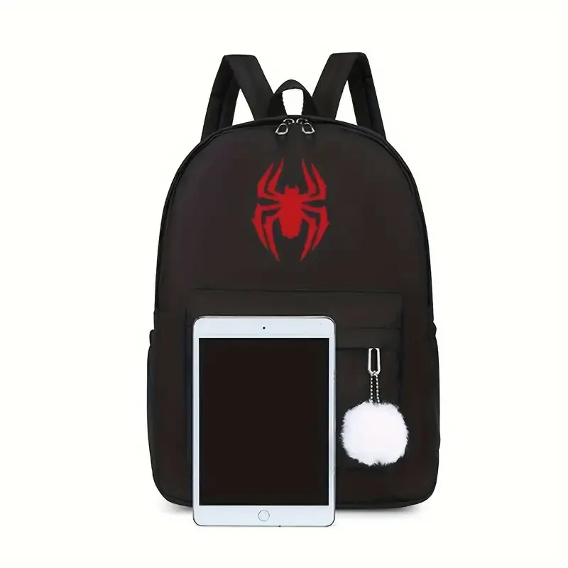 Mochila de lona con estampado de araña roja: mochila escolar ligera y duradera.