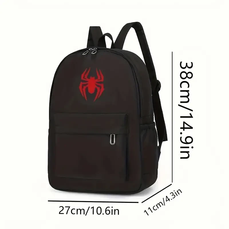 Mochila de lona con estampado de araña roja: mochila escolar ligera y duradera.
