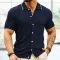 Polo de manga corta con solapa y botones para hombre, ropa de negocios de moda para verano