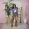 Vaqueros Hamonica con múltiples bolsillos y patchwork de moda casual