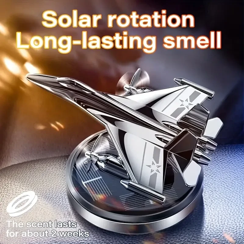 Ambientador solar para coche con forma de avión - Perfume con clip de ventilación de metal plateado