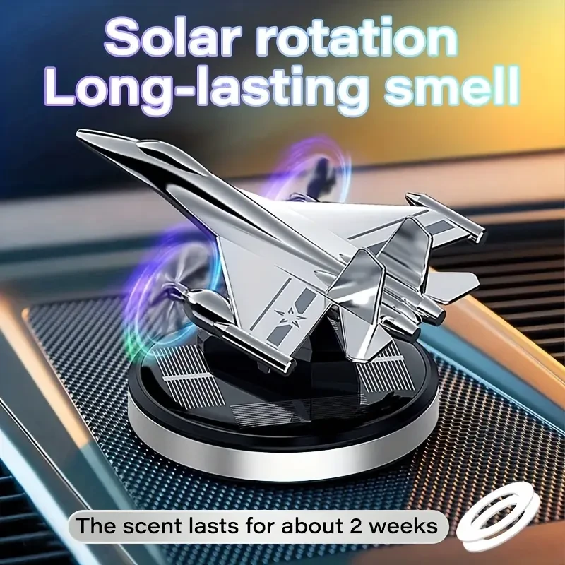 Ambientador solar para coche con forma de avión - Perfume con clip de ventilación de metal plateado