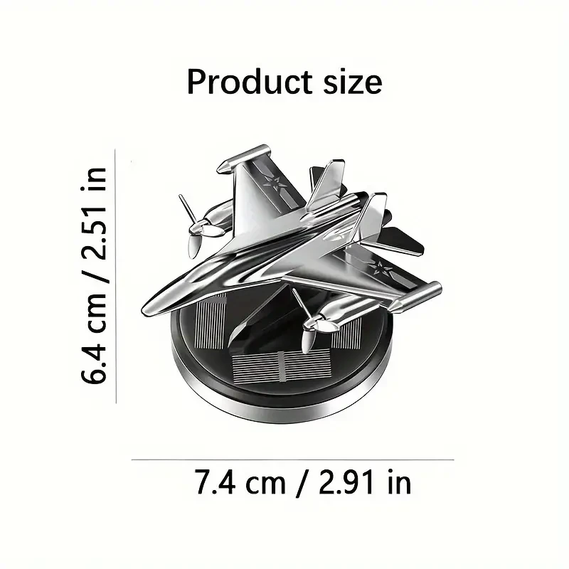Ambientador solar para coche con forma de avión - Perfume con clip de ventilación de metal plateado