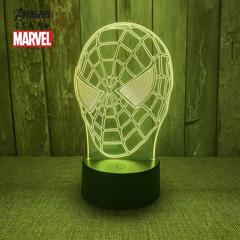 Lámpara de noche USB 3D de Héroes de Marvel con control remoto - Decoración de mesita de noche acrílica multicolor