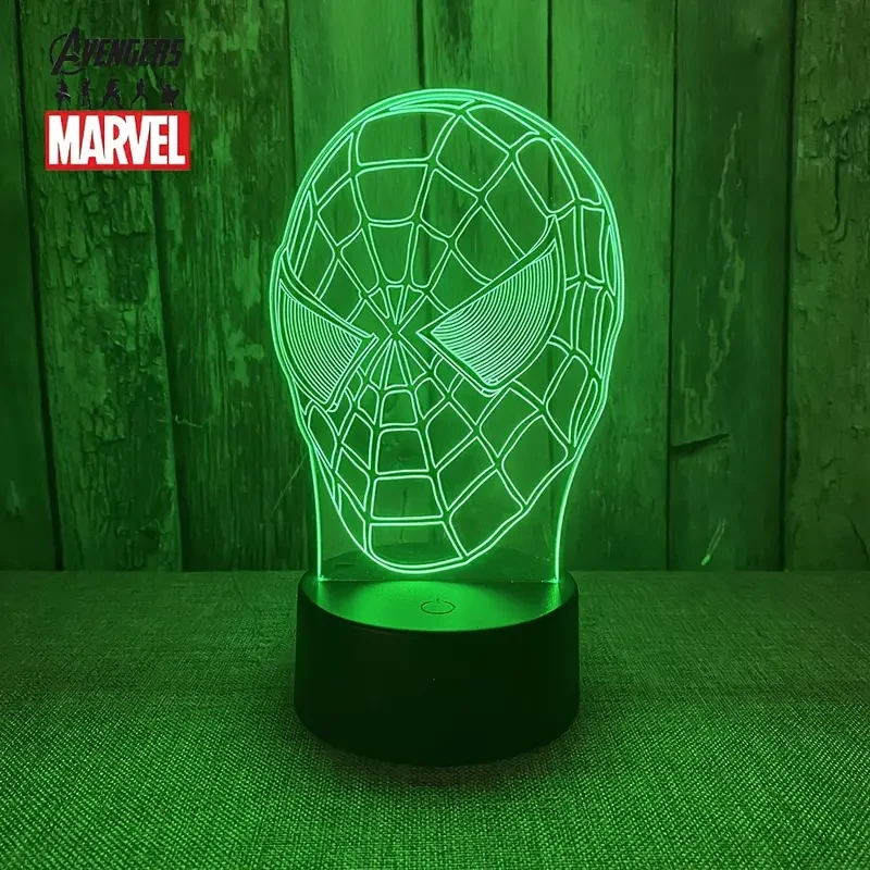 Lámpara de noche USB 3D de Héroes de Marvel con control remoto - Decoración de mesita de noche acrílica multicolor