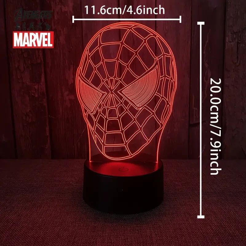 Lámpara de noche USB 3D de Héroes de Marvel con control remoto - Decoración de mesita de noche acrílica multicolor