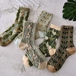5 pares de calcetines florales de algodón para mujer