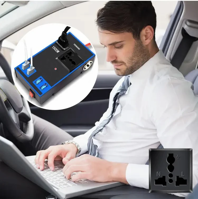 Inversor de corriente para coche de 220 V, convertidor de corriente de 12 V/24 V a 220 V