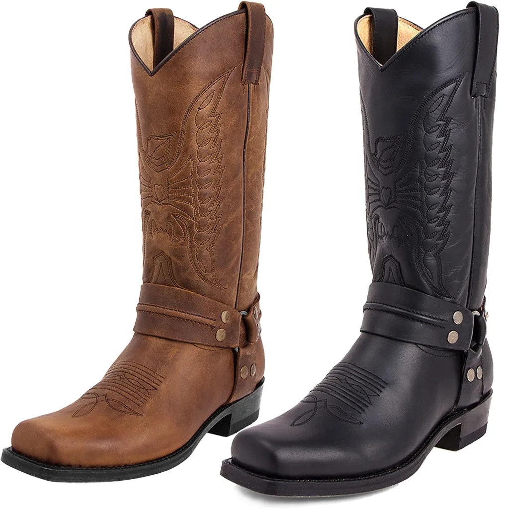 Botas de caballero para hombre, hechas a mano, con suela de madera y tacón de 45 cm de altura, hechas de mezclilla.