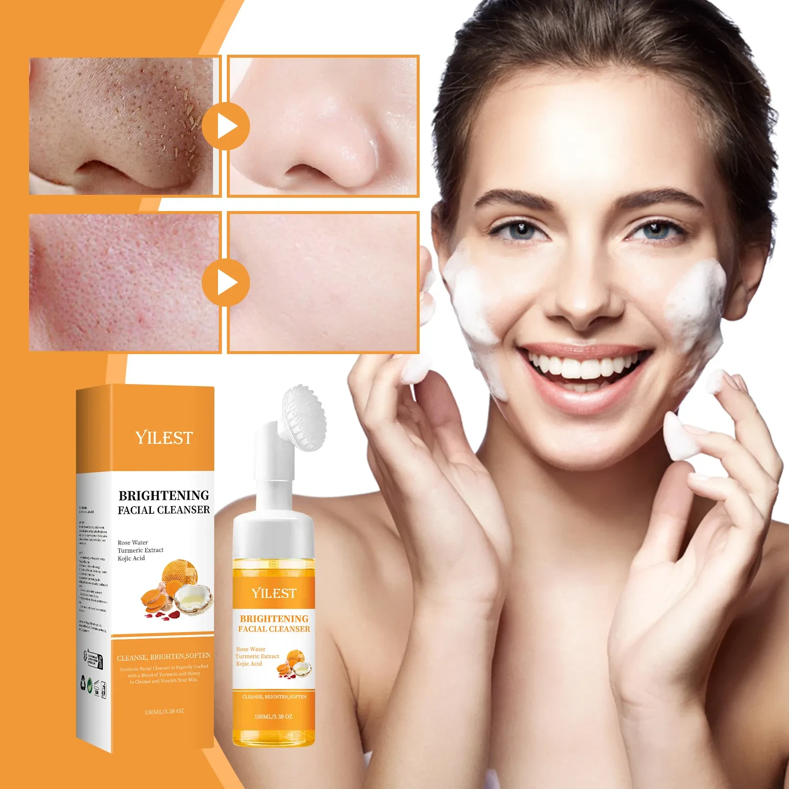 Limpiador facial de cúrcuma Limpieza profunda