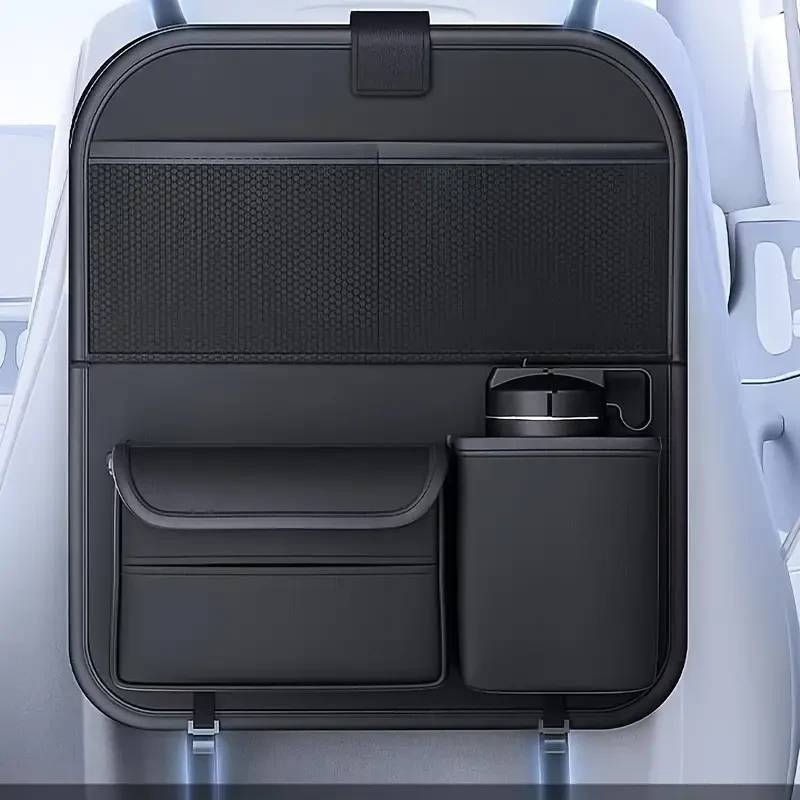 Organizador premium todo en uno para el asiento trasero del coche con mesa plegable y estación para portátil