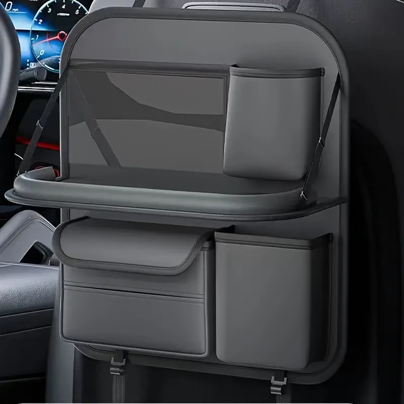 Organizador premium todo en uno para el asiento trasero del coche con mesa plegable y estación para portátil