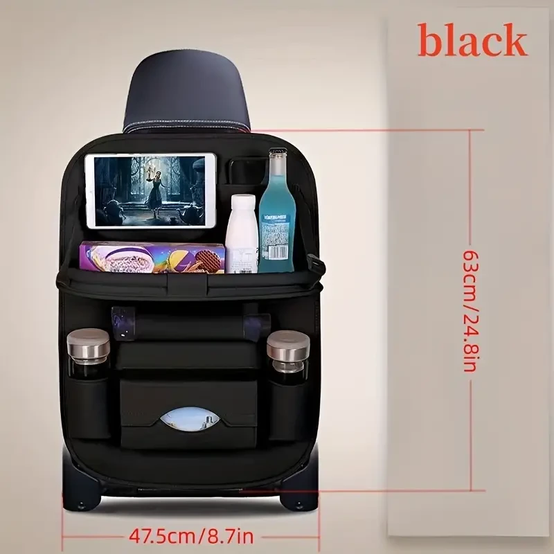 Organizador premium todo en uno para el asiento trasero del coche con mesa plegable y estación para portátil