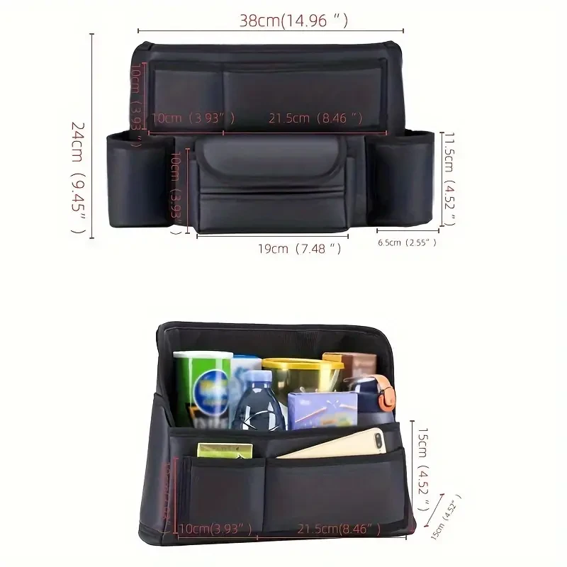 Organizador de asiento de coche de piel sintética: bolsa de almacenamiento multifuncional con soporte para bolso y barrera para mascotas