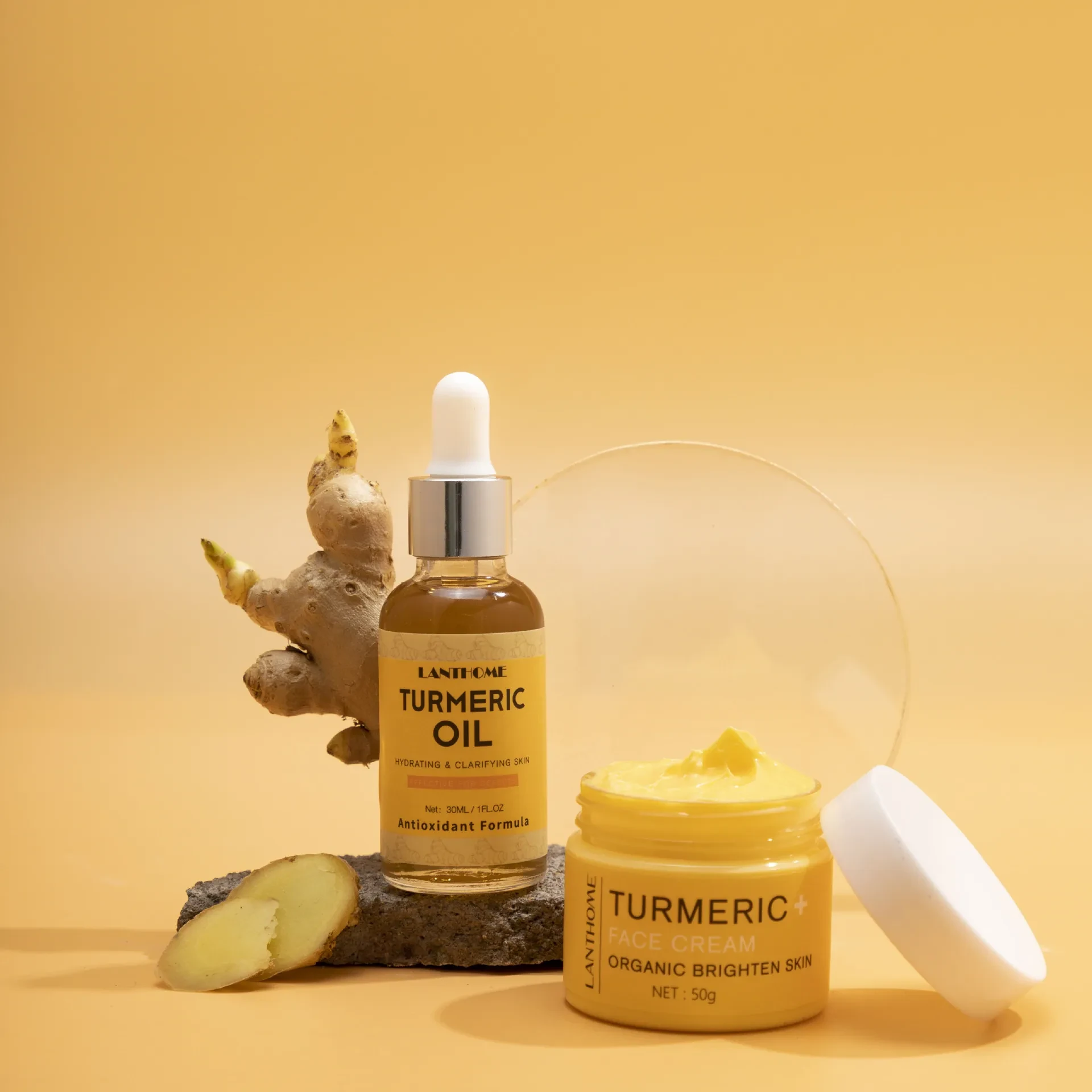 Set de cuidado de la piel con aceite esencial de cúrcuma. Hidrata y repara la piel. Ilumina e hidrata para aliviar la piel opaca.