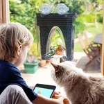 Comedero para pájaros con ventana de arco