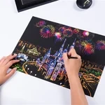 Tablero para rascar de paisaje nocturno hecho a mano