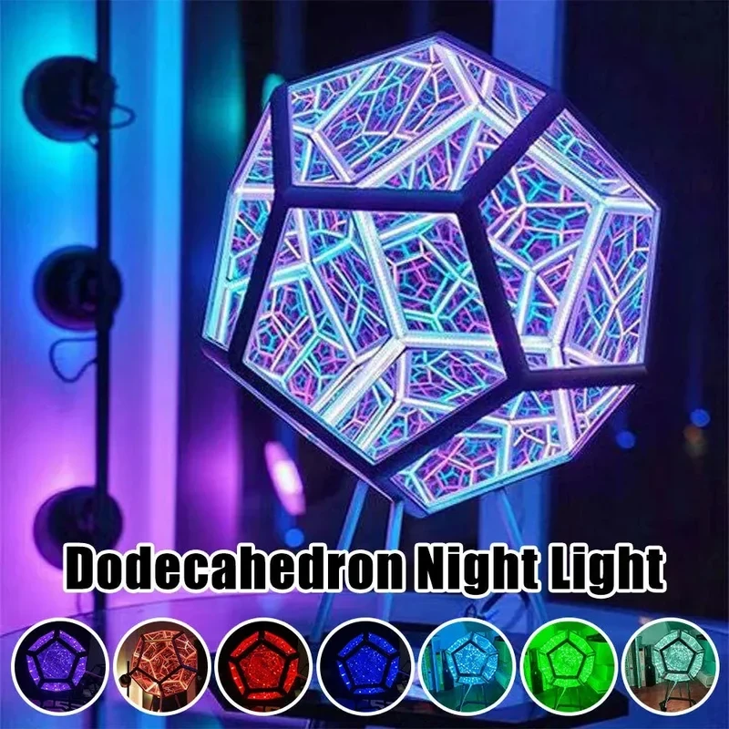 Lámpara de mesa 3D Infinity Dodecahedron: un festín visual a través de las dimensiones