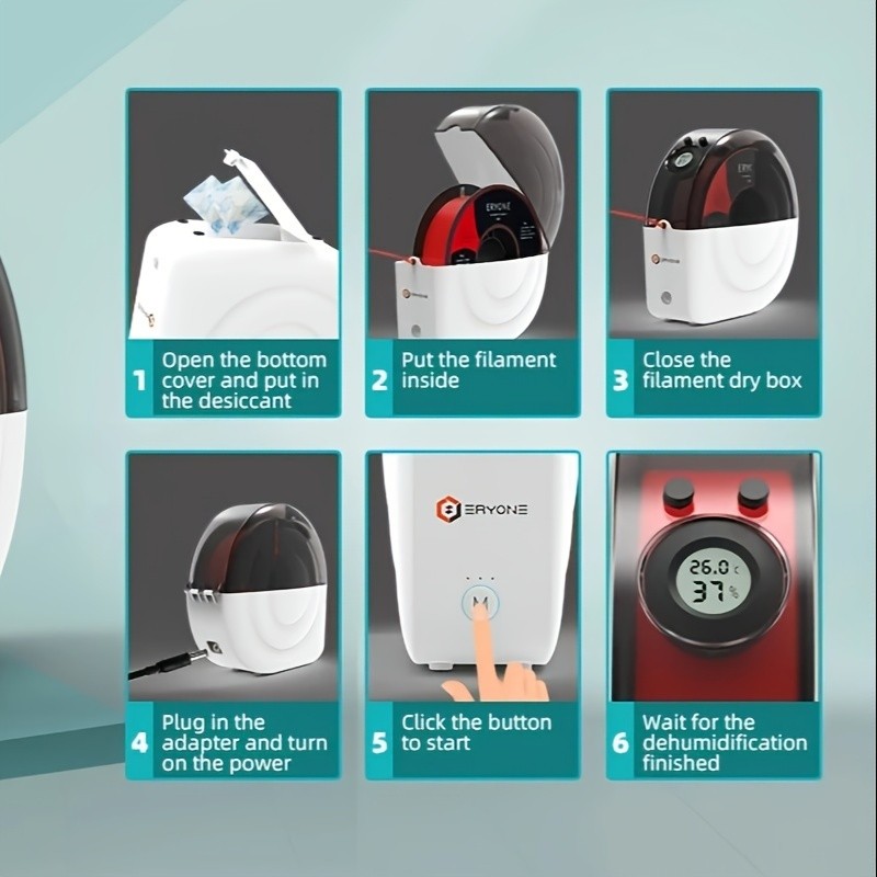 Promoción ERYONE: nueva caja secadora Snail M2 para filamentos de impresión 3D, secado integral con termohigrómetro de alta precisión.