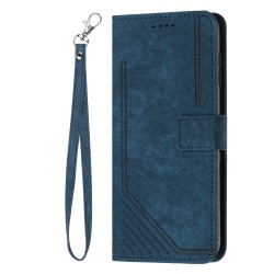 Leather Case Skin Frosted Striped Card Wallet Crossbody Rope
