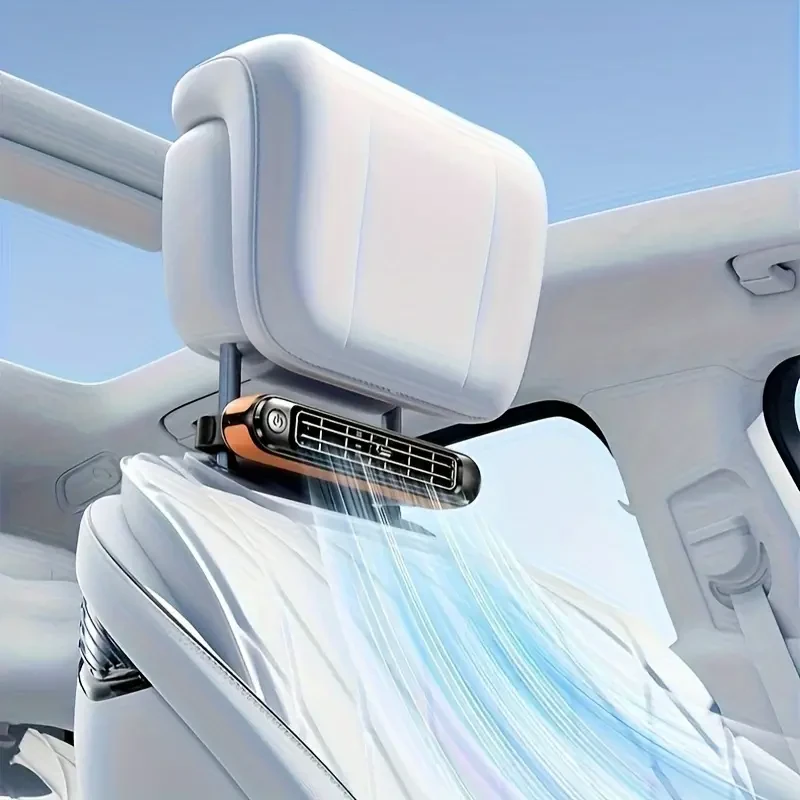 Ventilador portátil para asiento de coche 2024 con alimentación USB - Ventilador de refrigeración sin aspas ajustable de 3 velocidades