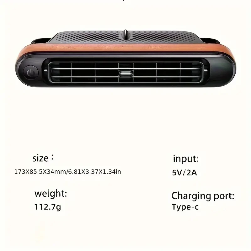 Ventilador portátil para asiento de coche 2024 con alimentación USB - Ventilador de refrigeración sin aspas ajustable de 3 velocidades