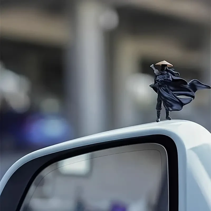 2 piezas de adornos para coche de guerreros chinos antiguos: juego de salpicadero y espejo retrovisor