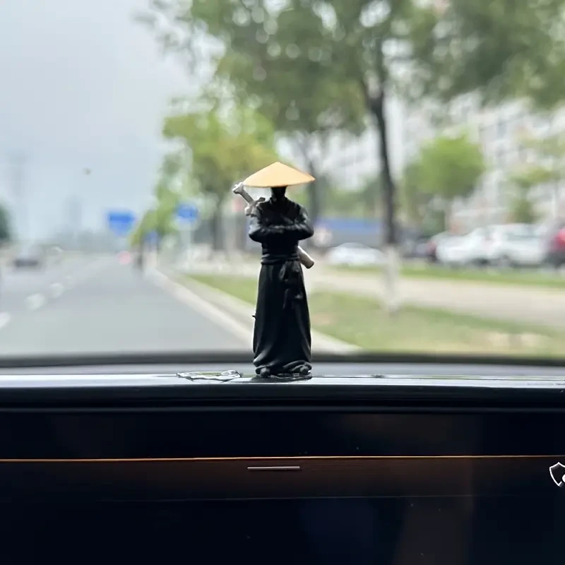 2 piezas de adornos para coche de guerreros chinos antiguos: juego de salpicadero y espejo retrovisor