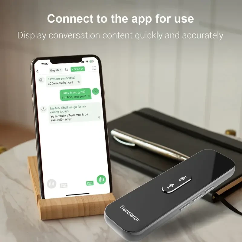 Traductor de voz inteligente instantáneo de 137 idiomas: traducción bidireccional en tiempo real con visualización en la aplicación