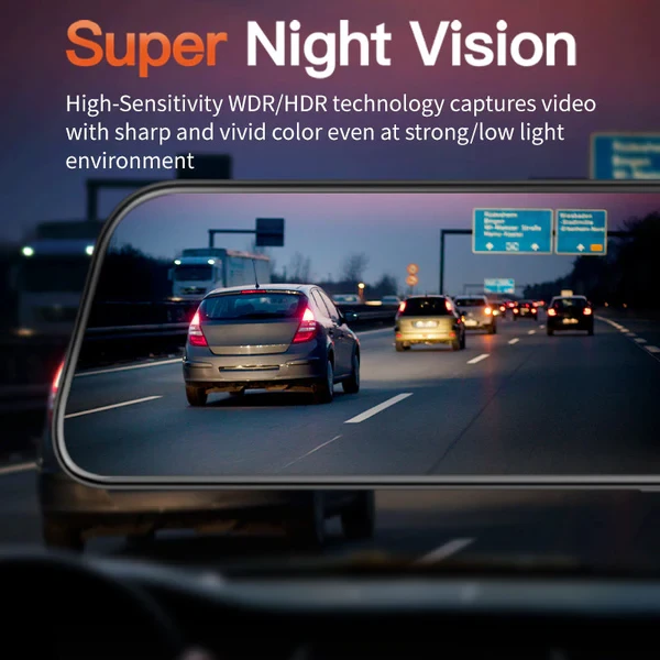 Cámara de salpicadero con espejo retrovisor inteligente Full HD de 2160P