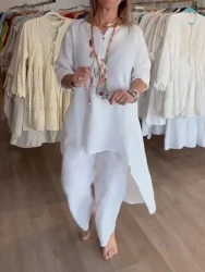 Marie - Traje pantalón de lino para mujer