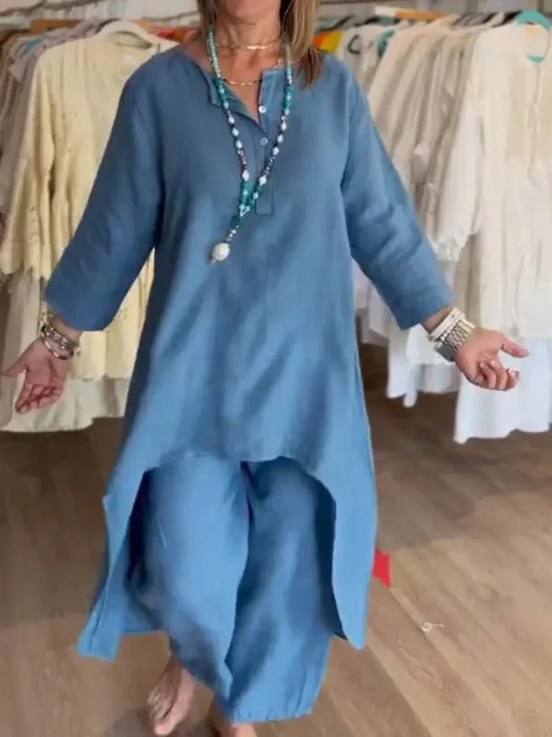 Marie - Traje pantalón de lino para mujer