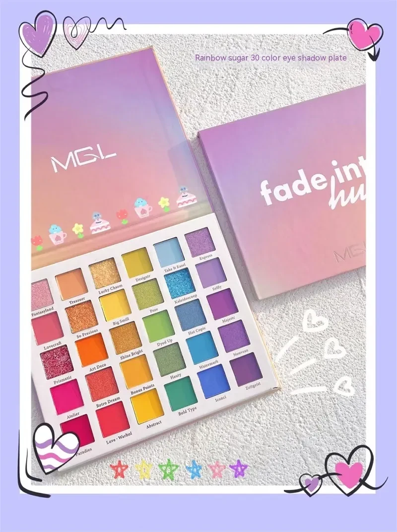 Sombra de ojos Skittles de 30 colores, maquillaje de escenario para niños, brillo mate, lentejuelas, maquillaje Cos, brillo fino especial