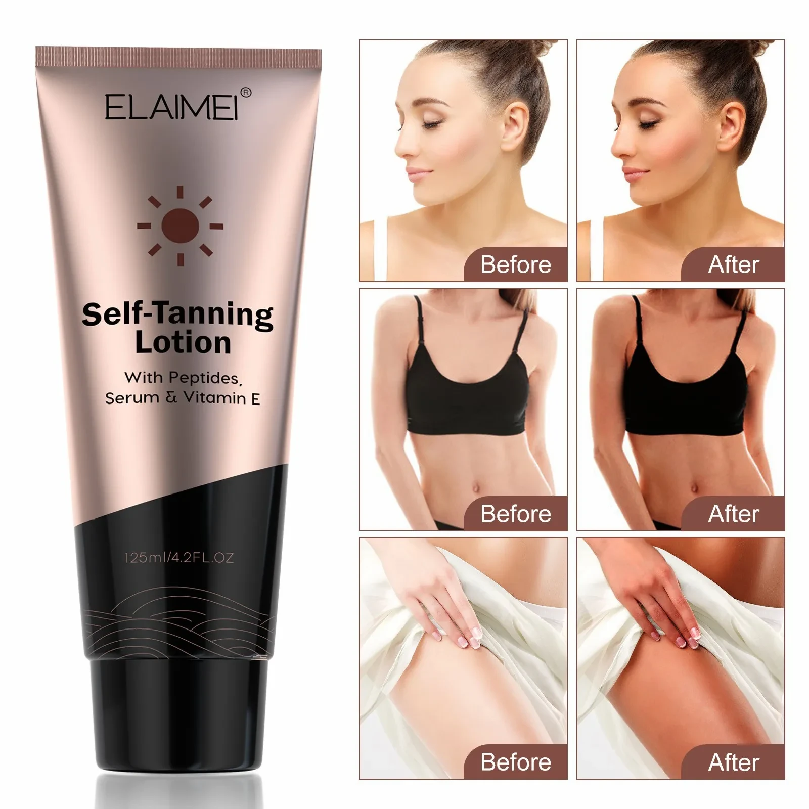 Loción bronceadora corporal hidratante