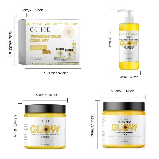 Set de cuidado de la piel con cúrcuma refrescante e hidratante