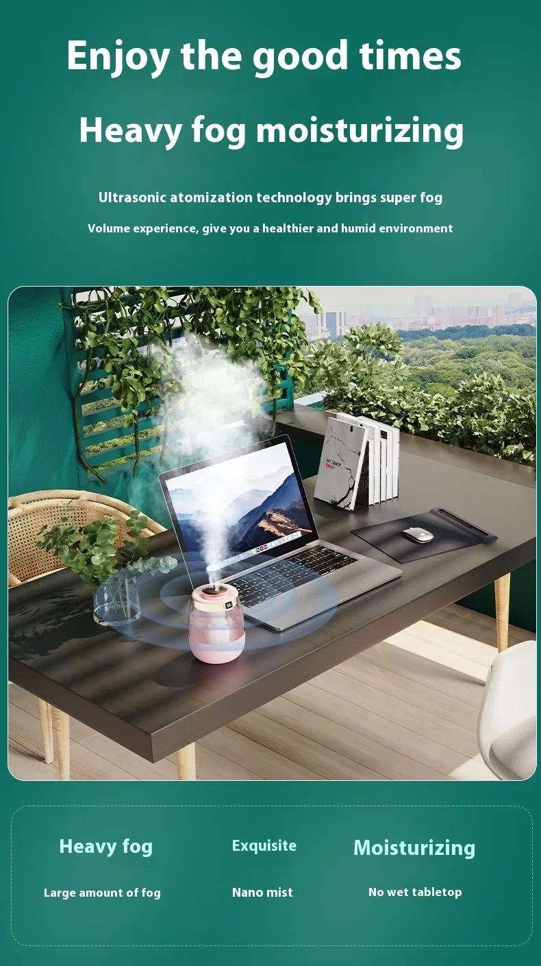Humidificador de aire USB silencioso para uso doméstico con niebla densa