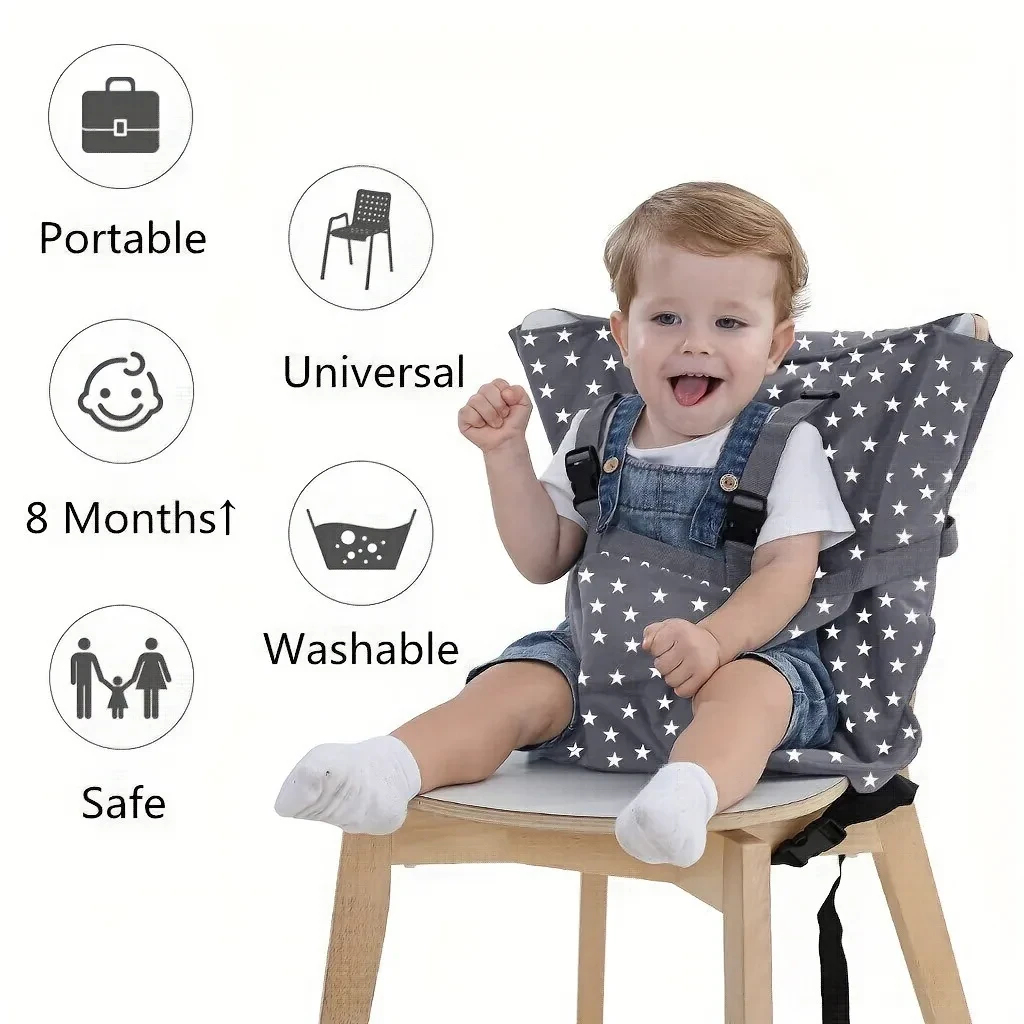 Cinturón de seguridad para silla de comedor, bolsa para cinturón de seguridad, correa para cinturón de seguridad, asiento de viaje, silla alta portátil, adecuada para viajes
