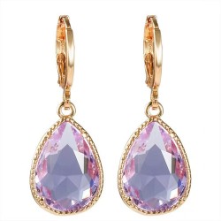Glass Water Drop Copper Colorful Rare Earth Earrings