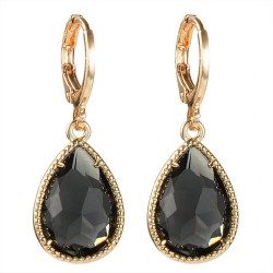 Glass Water Drop Copper Colorful Rare Earth Earrings